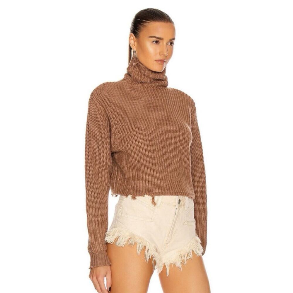 RtA Beau Turtleneck Sweater Desert Sand XS trashed Knit Street wear pullover